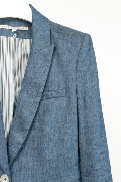Veronica Beard Athens Blue Metallic Linen Dickey Blazer