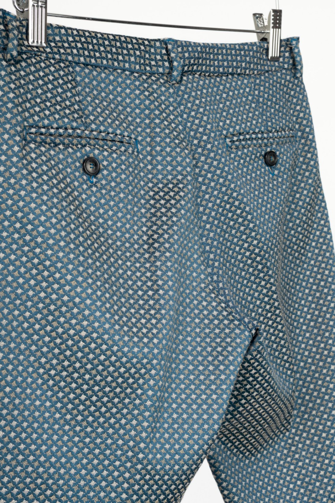 Weekend Max Mara Blue Geometric-Jacquard Slim Cigarette Trousers