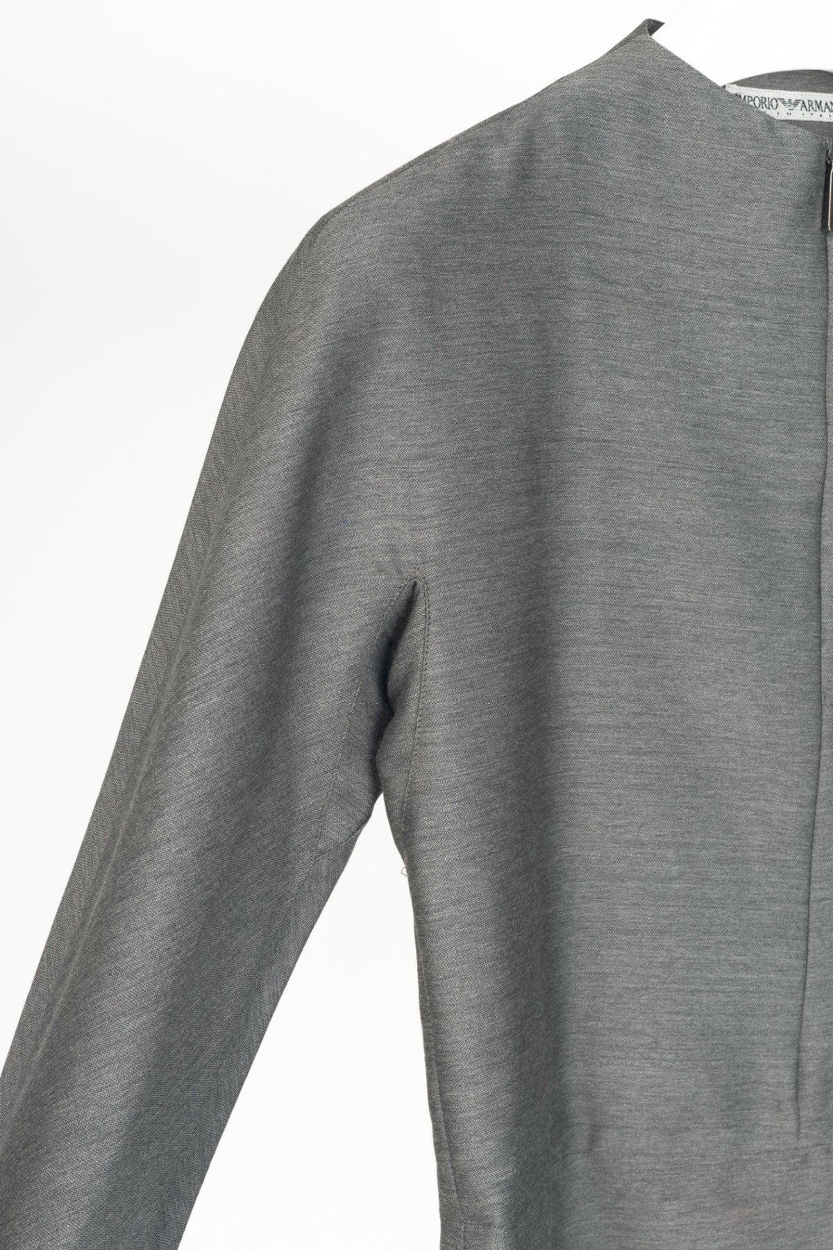 Emporio Armani Grey Wool-Blend Zip Top