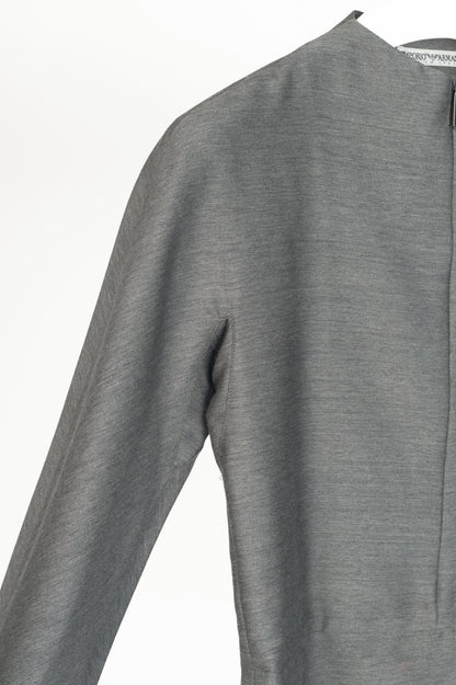 Emporio Armani Grey Wool-Blend Zip Top