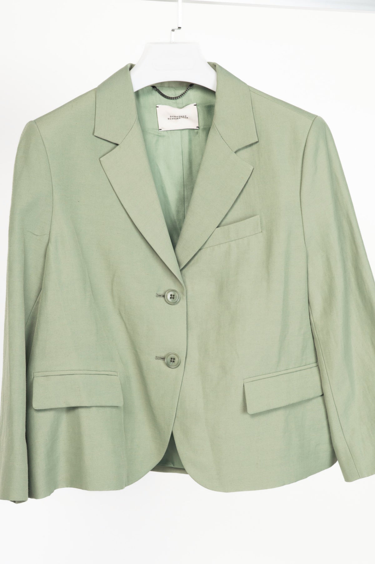 Dorothee Schumacher Casual Sophistication Green Linen-Shantung Jacket