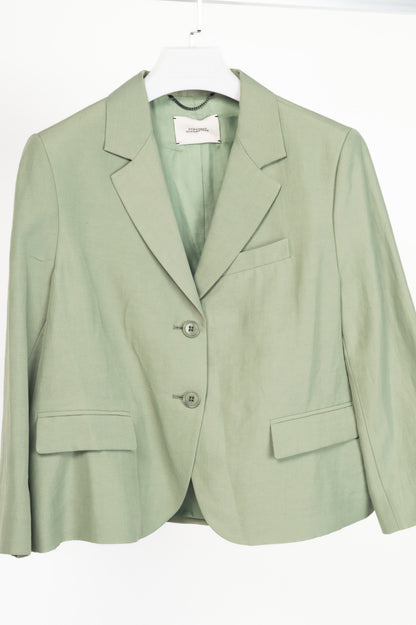 Dorothee Schumacher Casual Sophistication Green Linen-Shantung Jacket