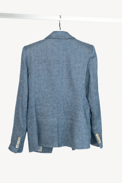 Veronica Beard Athens Blue Metallic Linen Dickey Blazer