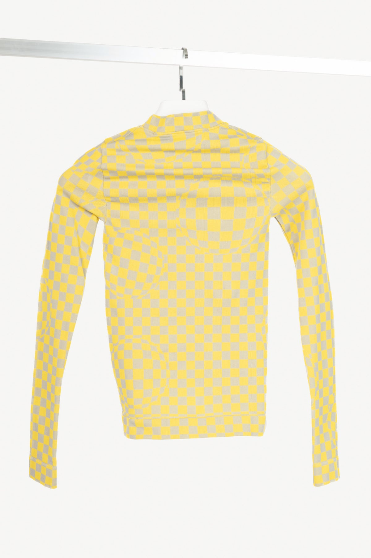 Off-White AW19 Runway Yellow Bubble Check Long-Sleeve Top