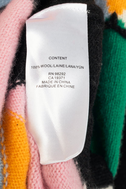 Tibi Pop-Multi Patchwork Intarsia Wool Sweater