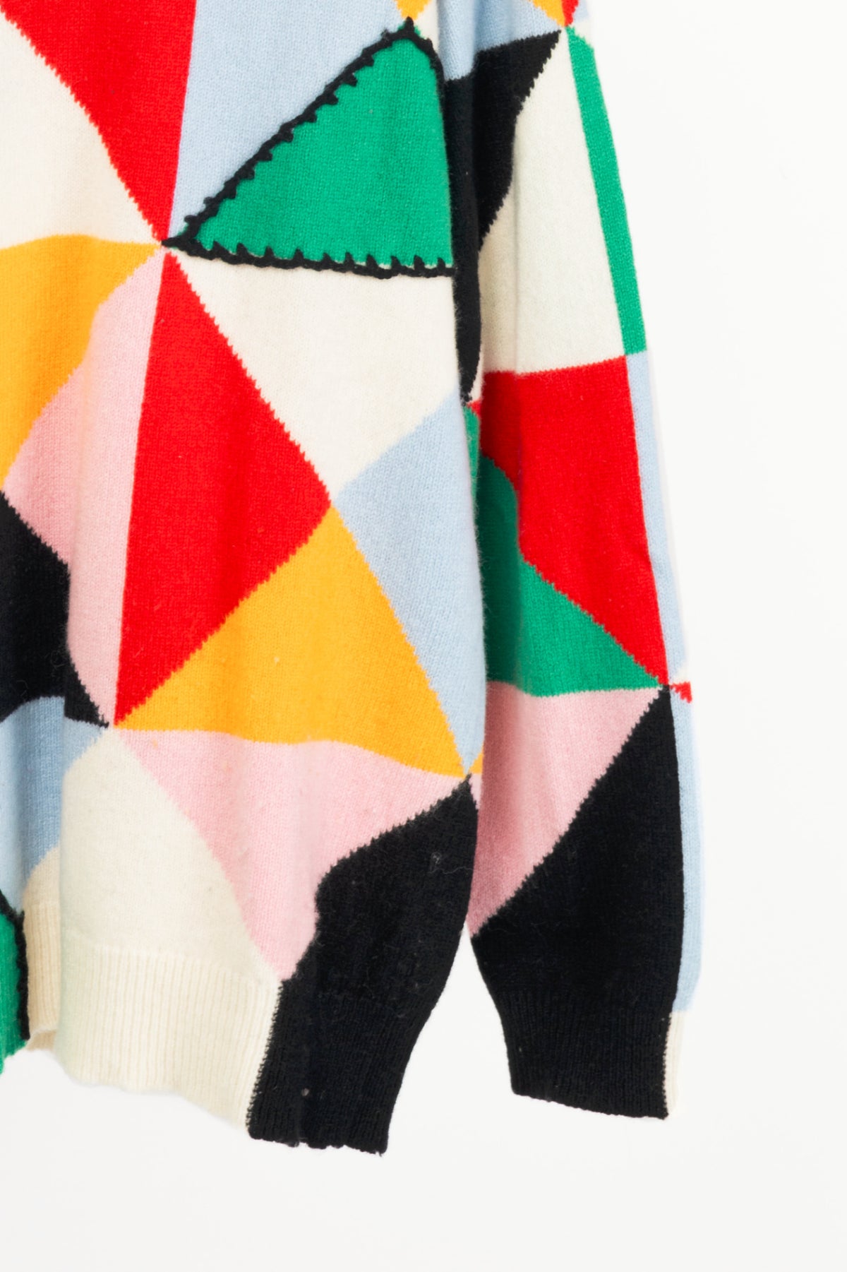 Tibi Pop-Multi Patchwork Intarsia Wool Sweater