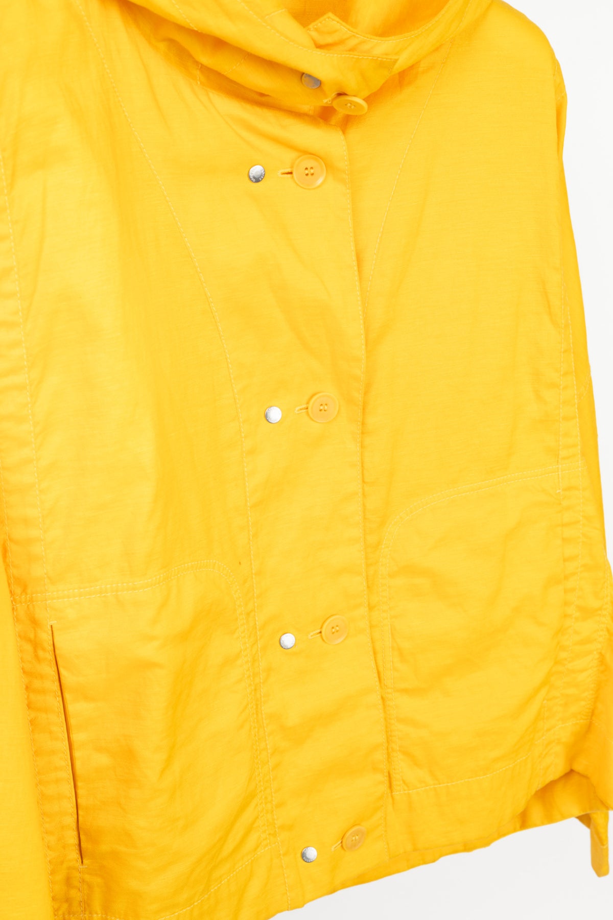 Annette Gortz Sila Yellow Coated-Linen Hooded Cropped Jacket