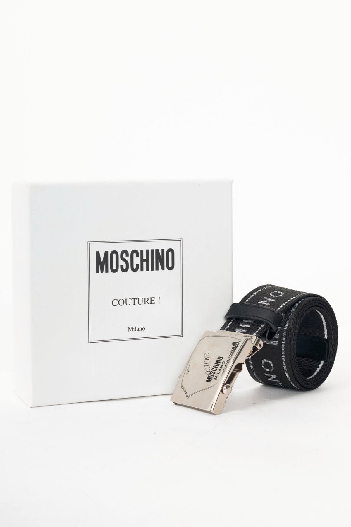 Moschino Black Reversible Logo-Tape Men's Belt