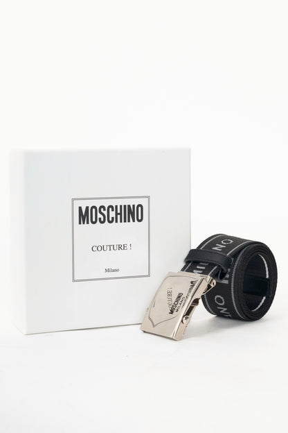 Moschino Black Reversible Logo-Tape Men's Belt