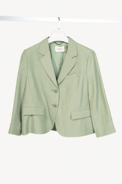 Dorothee Schumacher Casual Sophistication Green Linen-Shantung Jacket