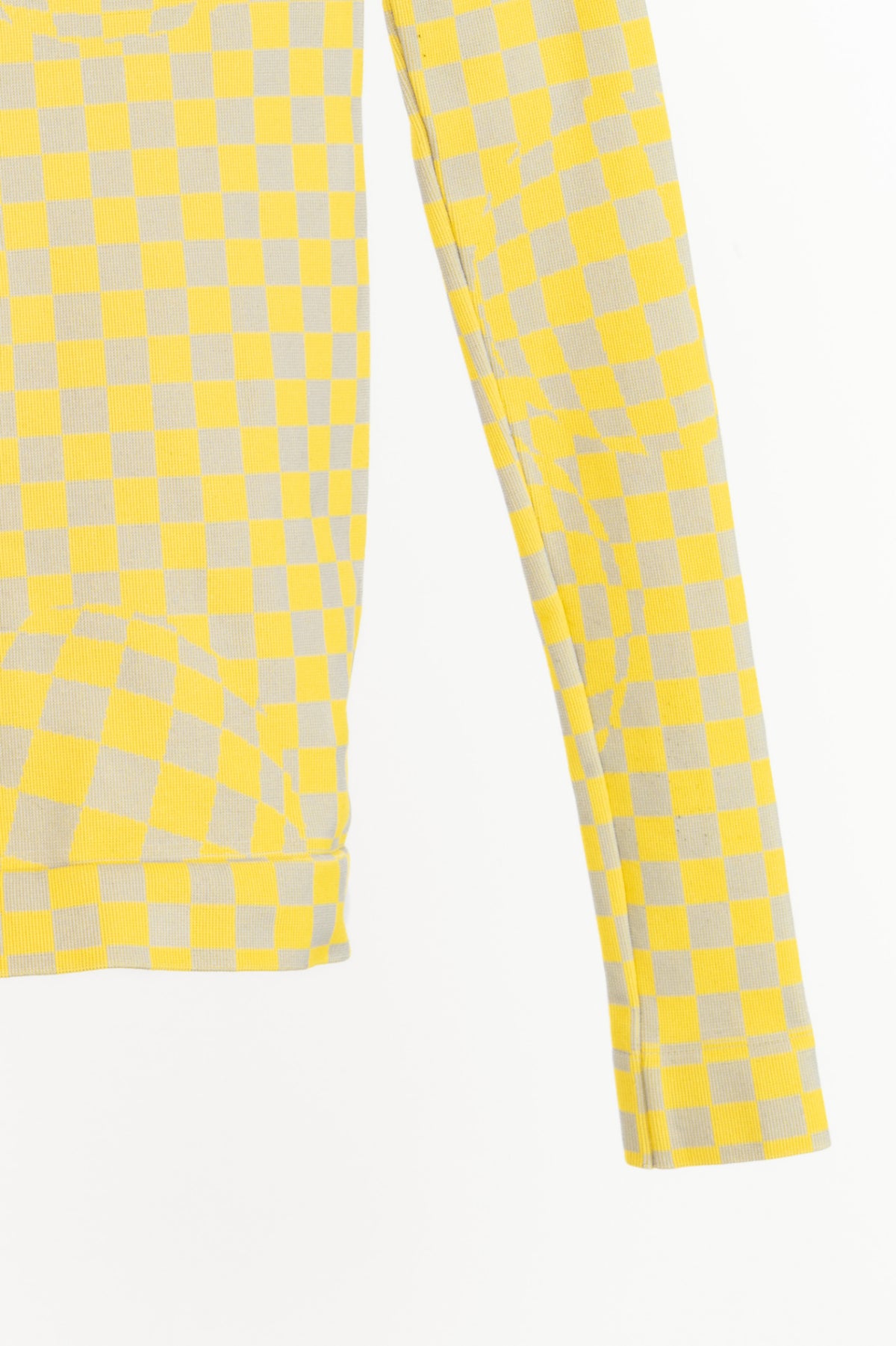 Off-White AW19 Runway Yellow Bubble Check Long-Sleeve Top
