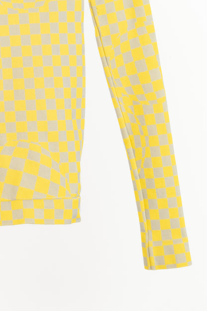Off-White AW19 Runway Yellow Bubble Check Long-Sleeve Top