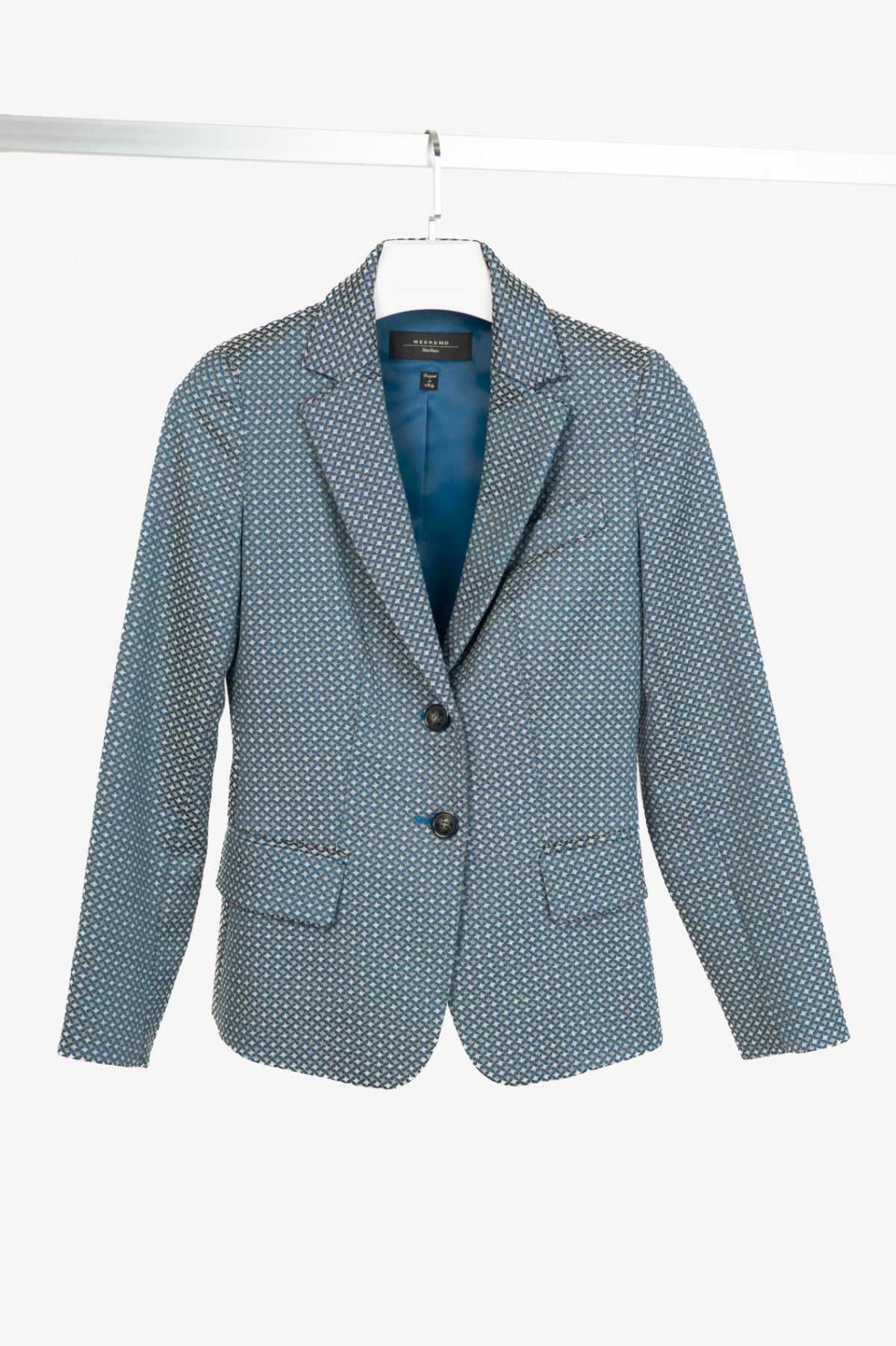 Weekend Max Mara Blue Geometric-Jacquard Blazer