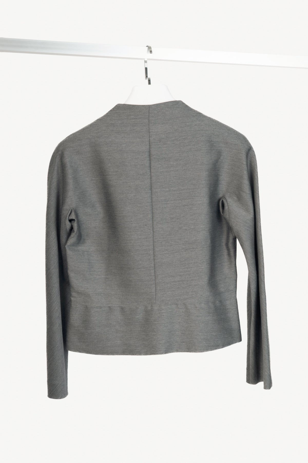 Emporio Armani Grey Wool-Blend Zip Top