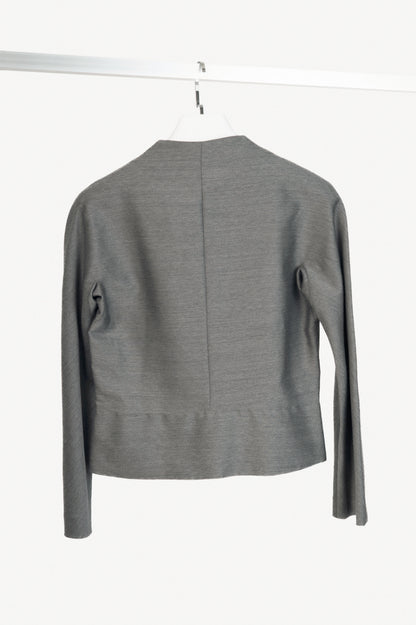 Emporio Armani Grey Wool-Blend Zip Top