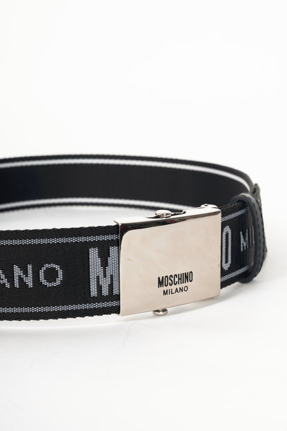 Moschino Black Reversible Logo-Tape Men's Belt