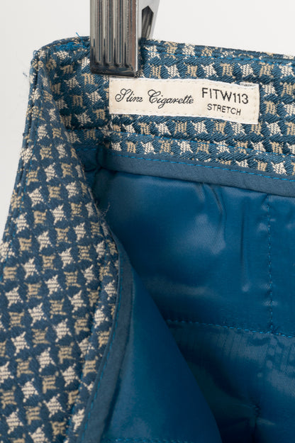 Weekend Max Mara Blue Geometric-Jacquard Slim Cigarette Trousers