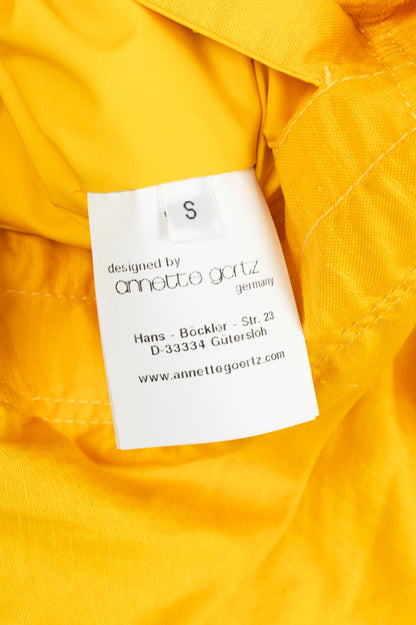 Annette Gortz Sila Yellow Coated-Linen Hooded Cropped Jacket