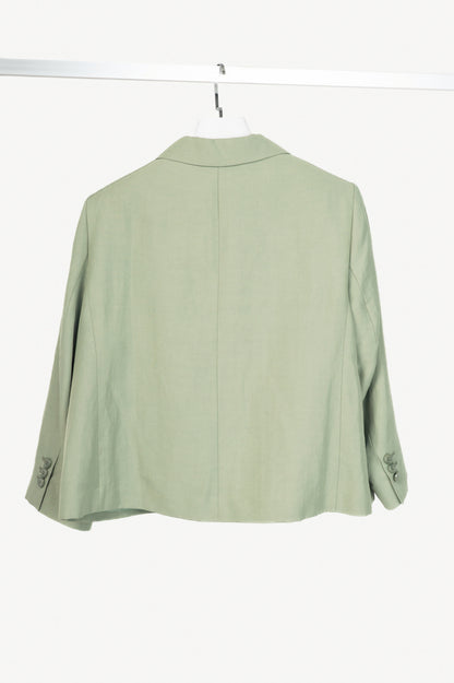 Dorothee Schumacher Casual Sophistication Green Linen-Shantung Jacket