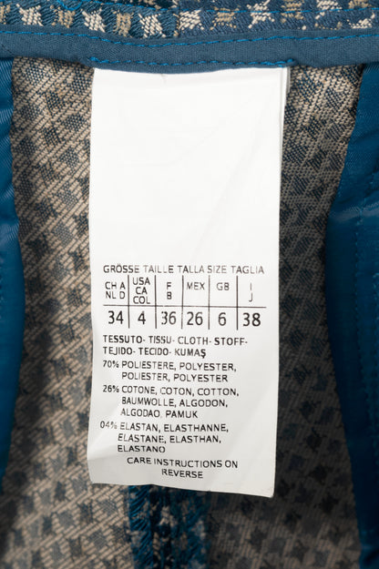Weekend Max Mara Blue Geometric-Jacquard Slim Cigarette Trousers