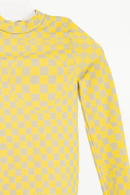 Off-White AW19 Runway Yellow Bubble Check Long-Sleeve Top