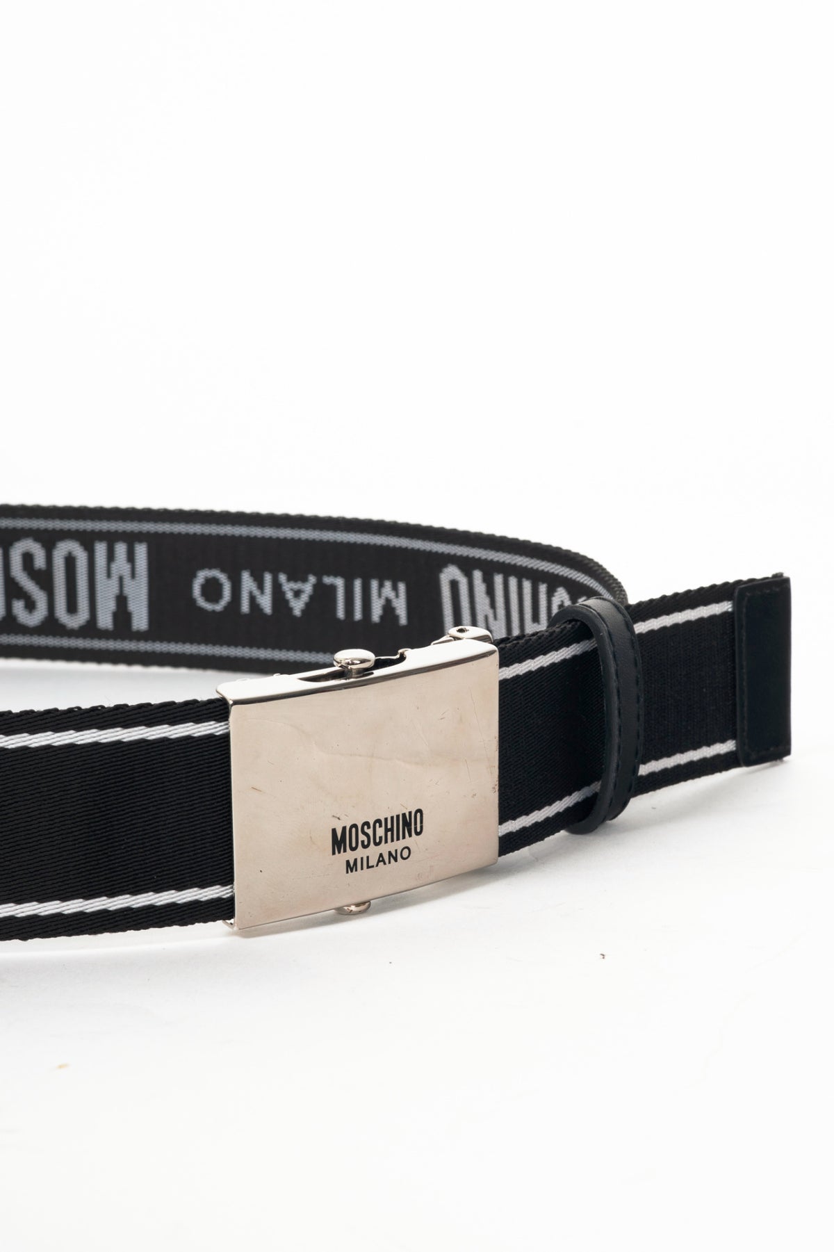 Moschino Black Reversible Logo-Tape Men's Belt