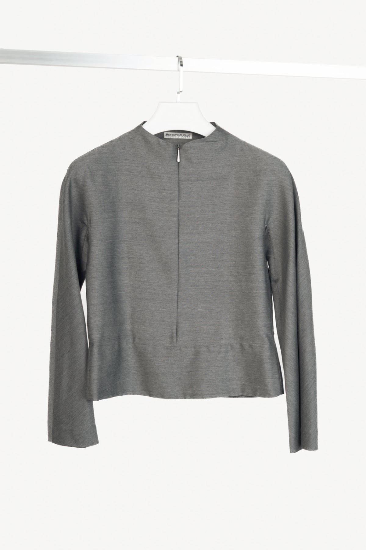 Emporio Armani Grey Wool-Blend Zip Top