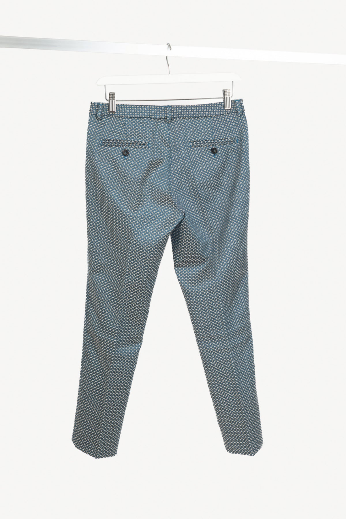 Weekend Max Mara Blue Geometric-Jacquard Slim Cigarette Trousers