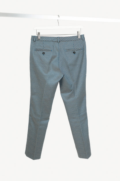 Weekend Max Mara Blue Geometric-Jacquard Slim Cigarette Trousers