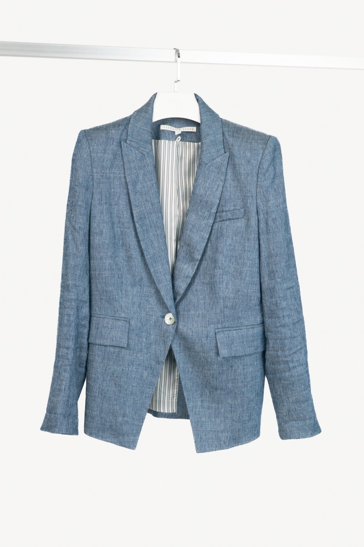 Veronica Beard Athens Blue Metallic Linen Dickey Blazer