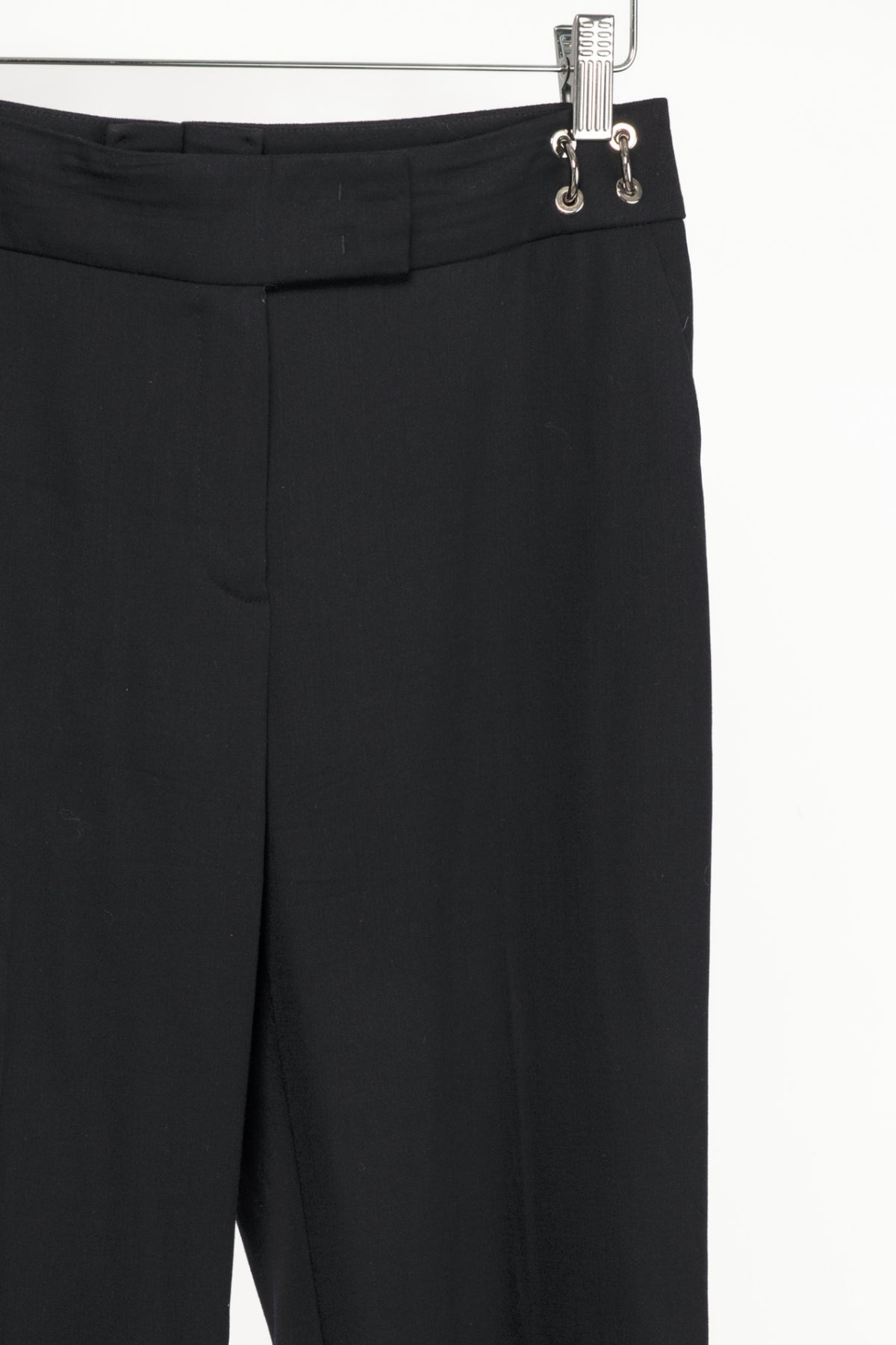 Escada Tammanu Black Wool-Crepe Pierced Trousers