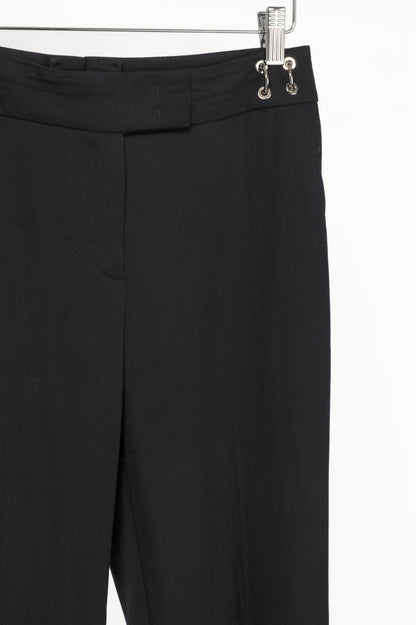 Escada Tammanu Black Wool-Crepe Pierced Trousers
