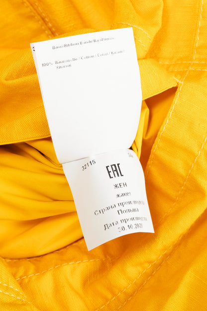 Annette Gortz Sila Yellow Coated-Linen Hooded Cropped Jacket