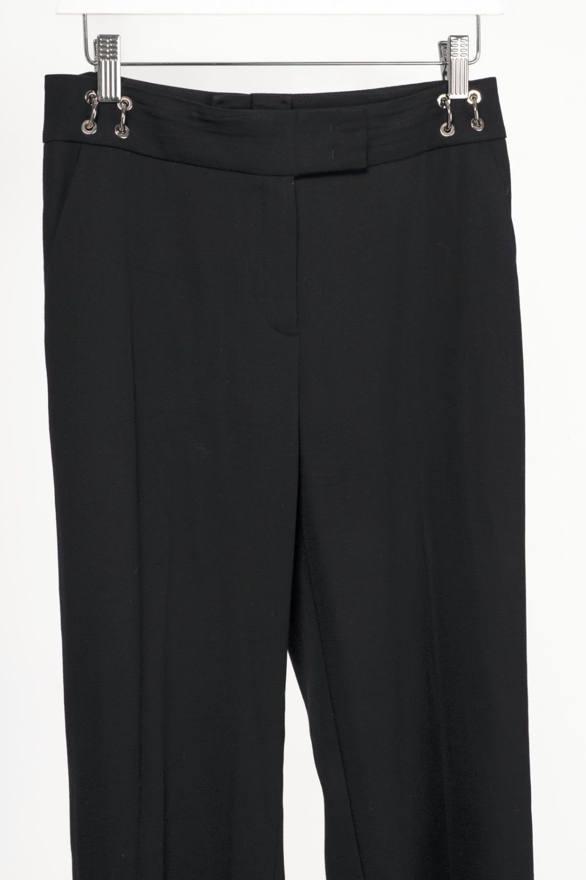 Escada Tammanu Black Wool-Crepe Pierced Trousers