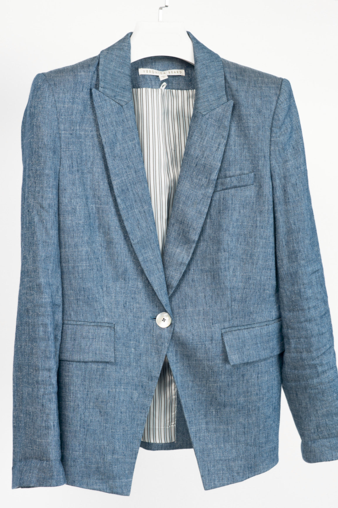 Veronica Beard Athens Blue Metallic Linen Dickey Blazer