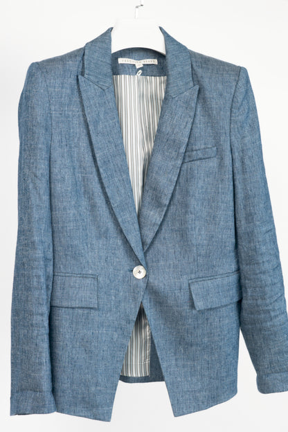 Veronica Beard Athens Blue Metallic Linen Dickey Blazer