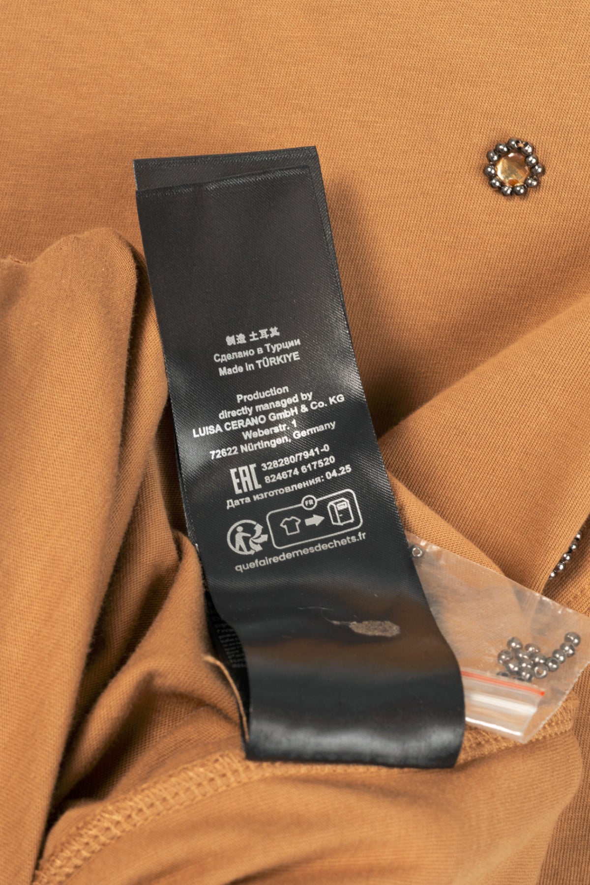 Luisa Cerano Brown Embellished-Front T-Shirt