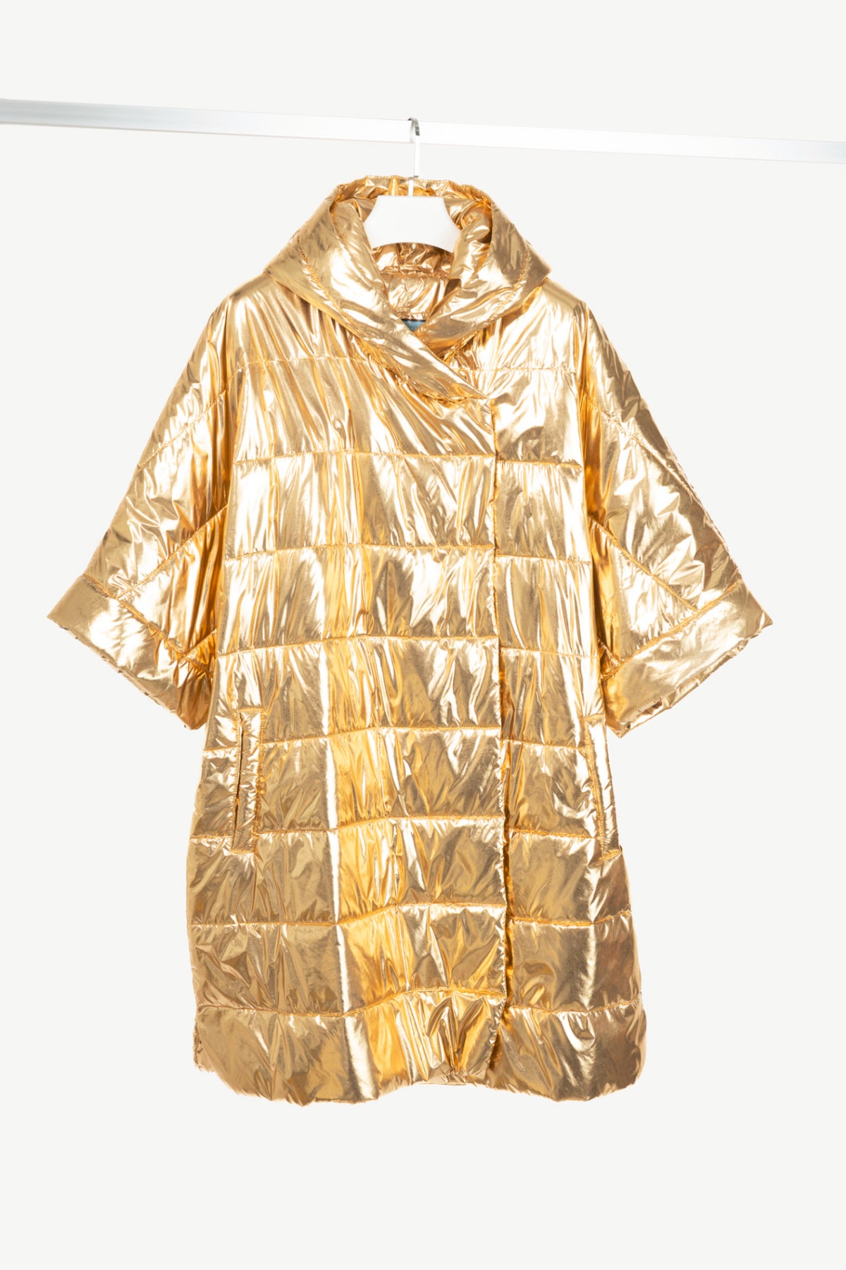 Ayrtight Gold Quilted Nylon Oversized Hooded Puffer