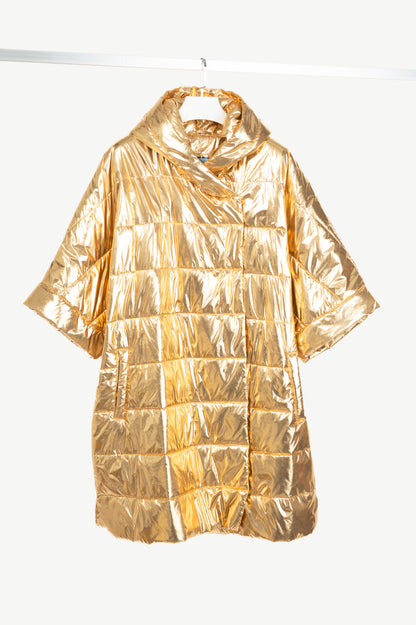 Ayrtight Gold Quilted Nylon Oversized Hooded Puffer