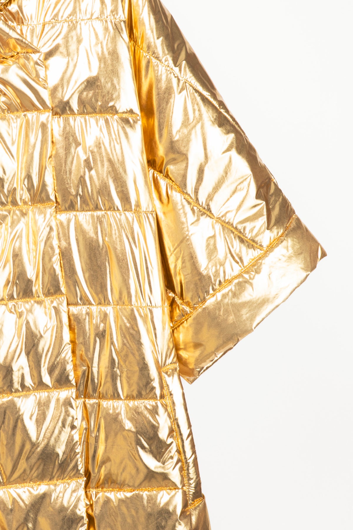 Ayrtight Gold Quilted Nylon Oversized Hooded Puffer
