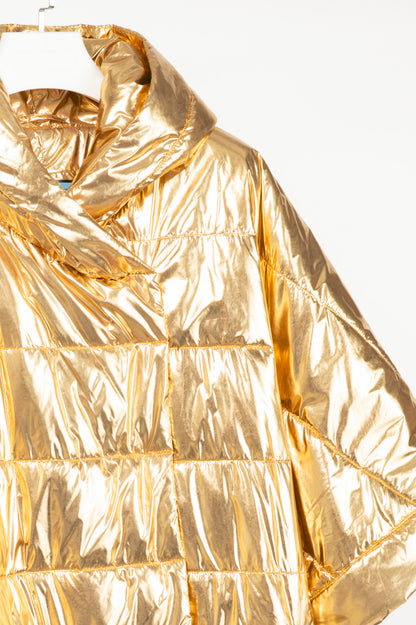 Ayrtight Gold Quilted Nylon Oversized Hooded Puffer