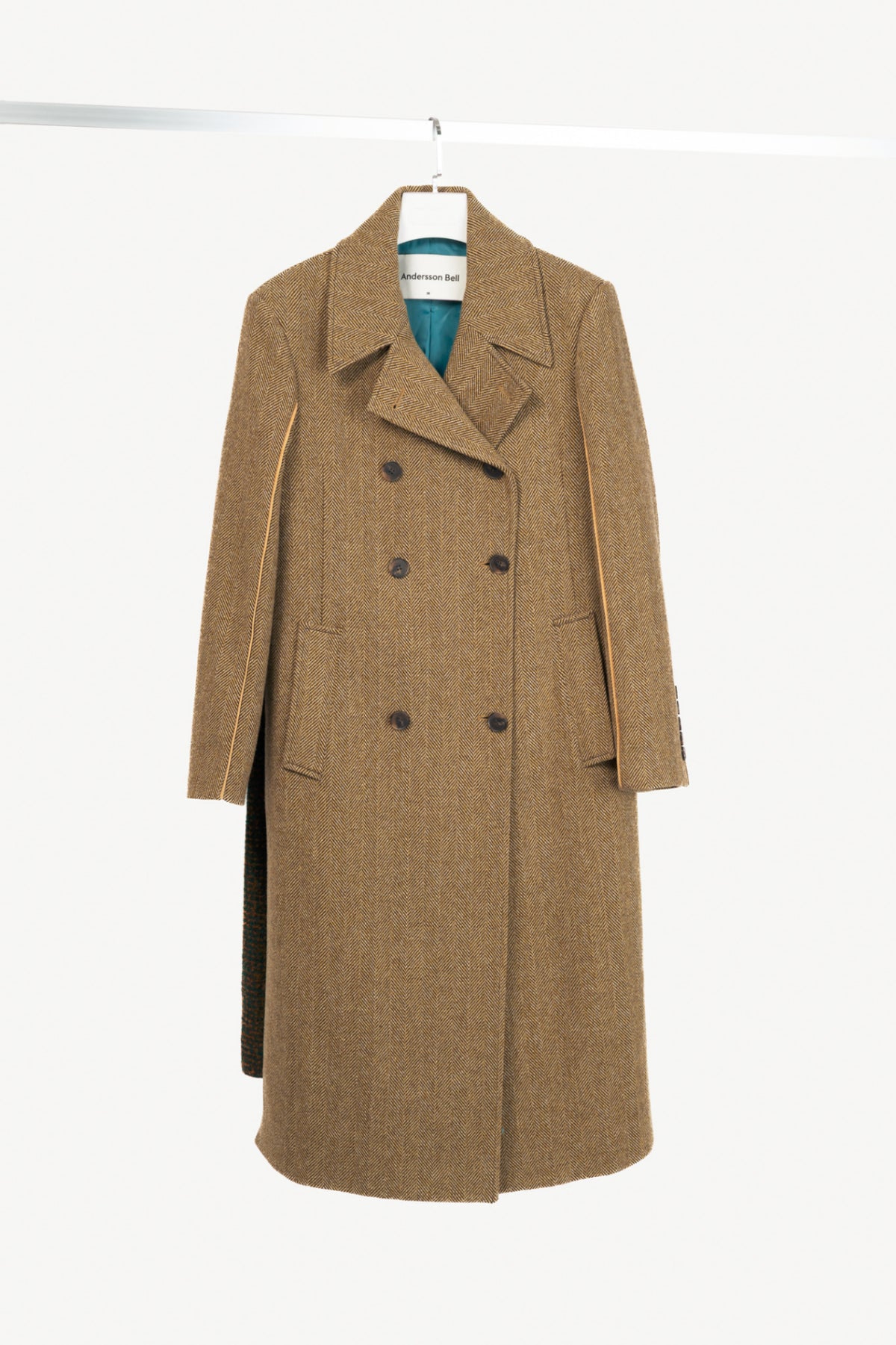 Andersson Bell Chloe Brown Herringbone Back Pleats Coat 