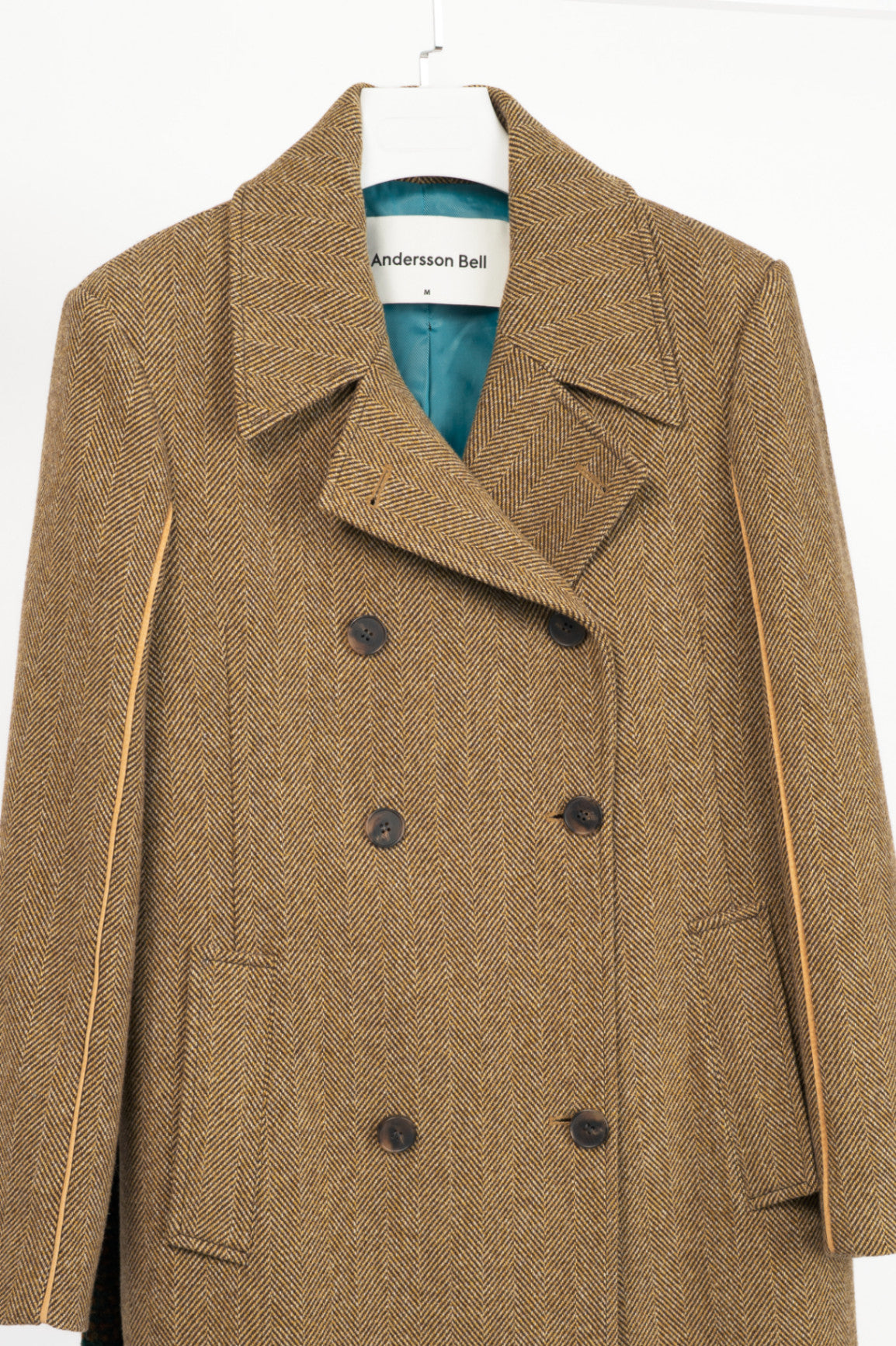 Andersson Bell Chloe Brown Herringbone Back Pleats Coat 