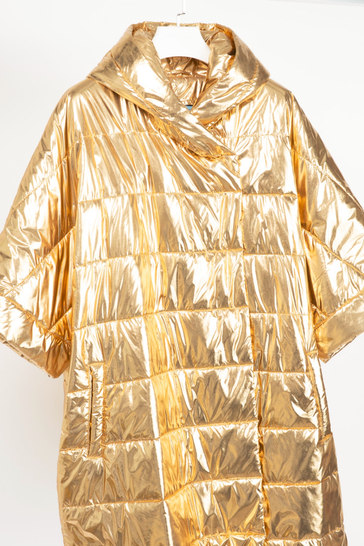 Ayrtight Gold Quilted Nylon Oversized Hooded Puffer