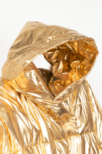 Ayrtight Gold Quilted Nylon Oversized Hooded Puffer