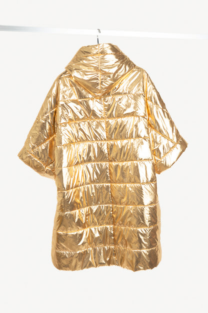 Ayrtight Gold Quilted Nylon Oversized Hooded Puffer