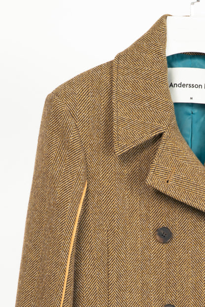 Andersson Bell Chloe Brown Herringbone Back Pleats Coat 