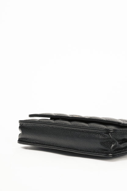 Chanel Black Quilted Caviar Leather GHW Wallet-On-Chain