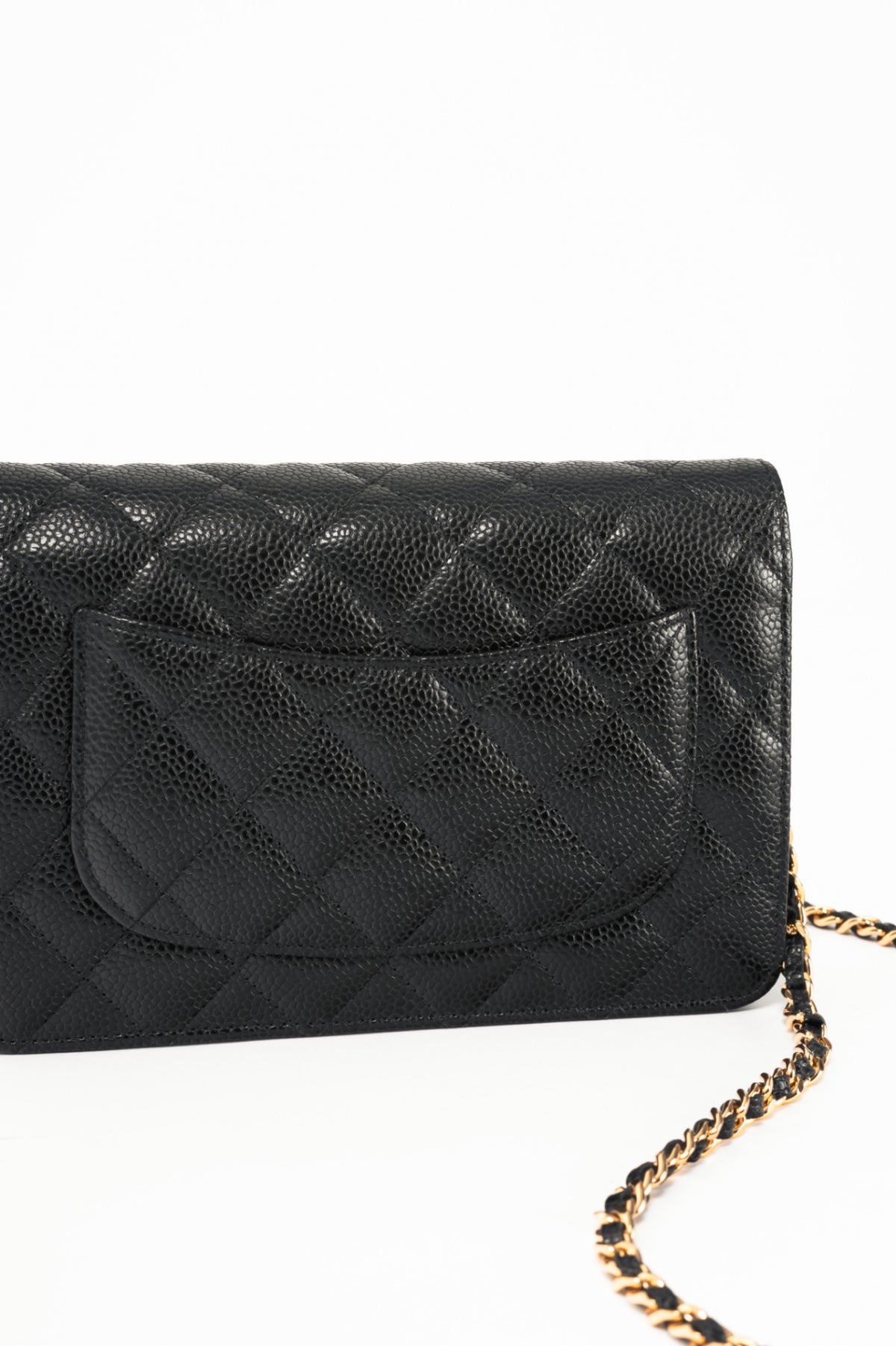 Chanel Black Quilted Caviar Leather GHW Wallet-On-Chain