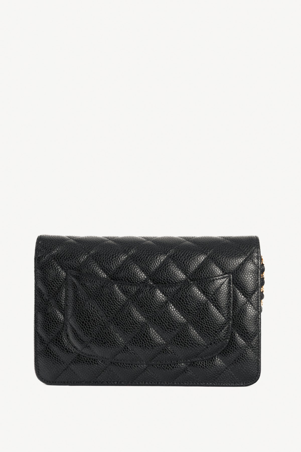 Chanel Black Quilted Caviar Leather GHW Wallet-On-Chain